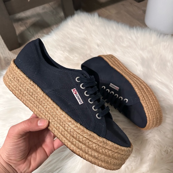 Superga Shoes - Superga Women's Navy Platform Sneakers
